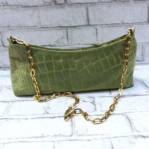 Faux Crock Shoulder Bag Green